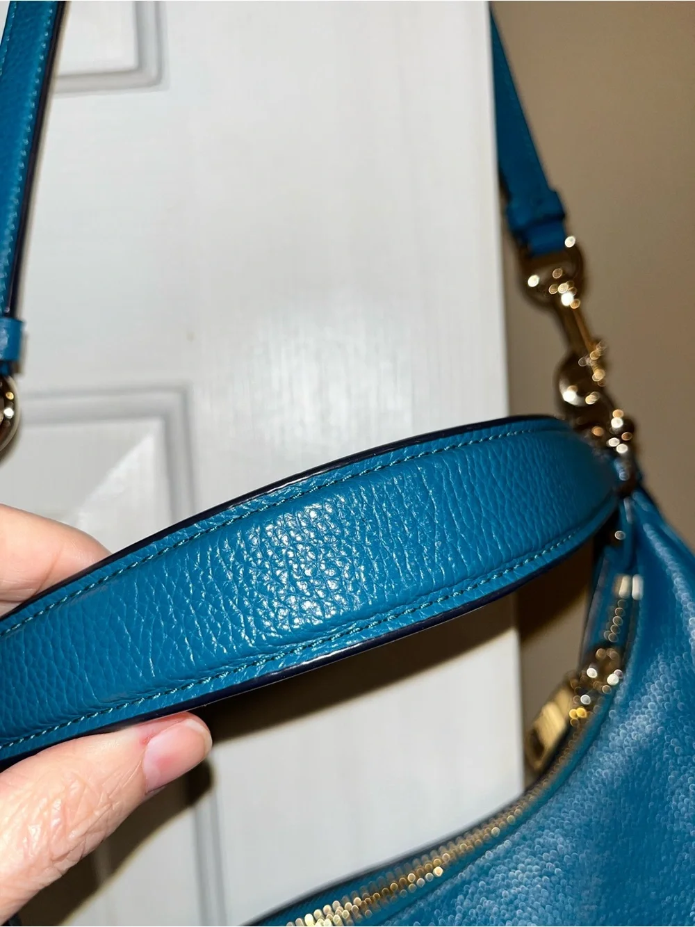 Coach Teal Pebble Leather Hobo with Gold Hardware